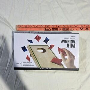 Protocol Winning Aim Desktop Bean Bag Toss Game Wooden Cornhole Set 6 Bags